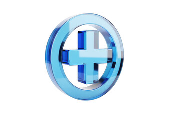 Fototapeta premium Blue plus sign icon in a circle on transparent background isolated