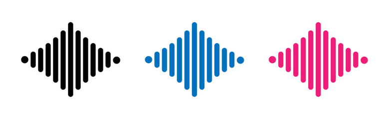 Obraz premium Three colorful sound waves in a row, minimalist design