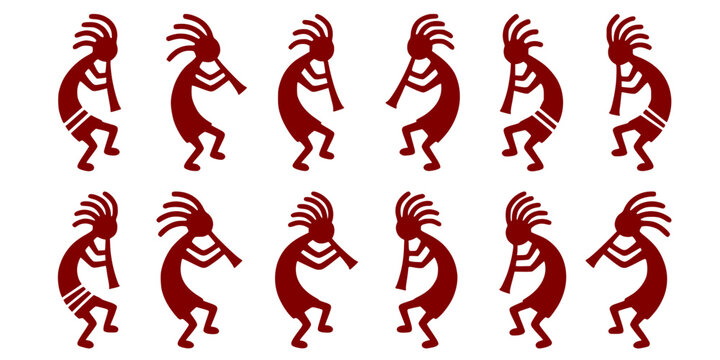 Kokopelli Native-American Fertility-Deity Kokopelli-Figure Southwestern-Symbol Cultural-Icon Tribal-Design Kokopelli-Symbol Vector Set - Kokopelli Art
