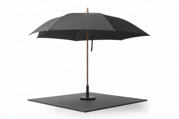 Obraz premium Black patio umbrella on square base outdoor furniture