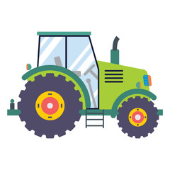 Obraz premium Agricultural Tractor Flat Vector Illustration – Modern Farm Vehicle Icon Isolated on White