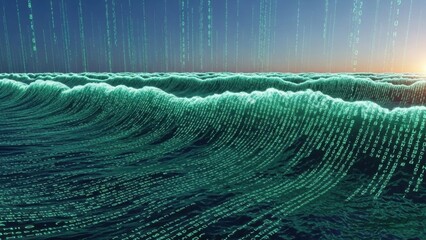 Digital Ocean Waves - A Futuristic Data Stream Visualization.