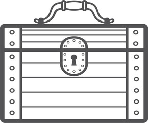 Wooden chest line icon. Pirate treasure symbol