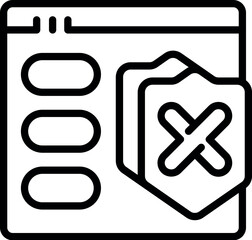 Obraz premium Website losing protection with a crossed shield indicating a security breach