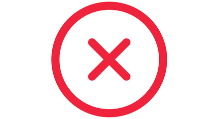 Obraz premium Red 'X' mark inside a red circle on a white background, signifying error, incorrect, cancel, or stop in a clear and concise graphic.