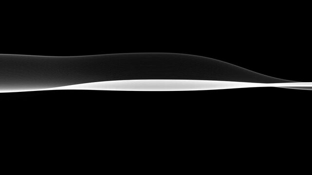 An abstract animation with a flowing ribbon or fabric element over a black background.Video animation Ultra HD 4K.