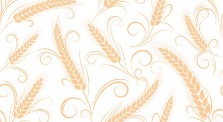 Wheat stalk decorative pattern, agricultural motif design, harvest themed artwork, organic crop illustration, nature inspired background, farming texture, golden grain sketch © Mst
