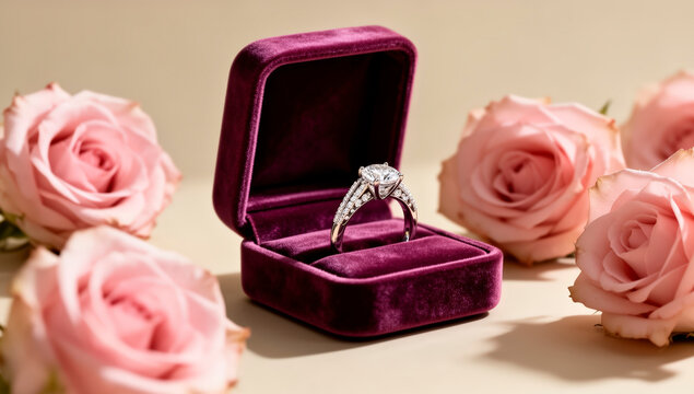 rosa, flor, amor, regalo, boda, valent&iacute;n, box, anillas, romance, ramo, rojo, beldad, diurna, celebraciones, dorada, alhajas, diamante, coraz&oacute;n, aniversario, compromiso, romanticas