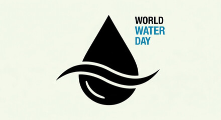 Fototapeta premium World water day logo with a drop of water and wavy lines