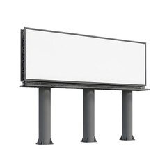 Obraz premium Blank billboard template with three supports isolated on transparent background