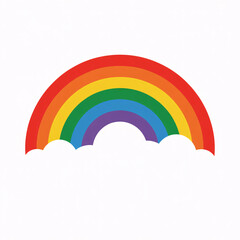 Vibrant rainbow emerging from fluffy white clouds in bright colors