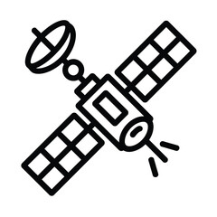 Vector of a satellite with solar panels and communication dish orbiting in space © Rohi