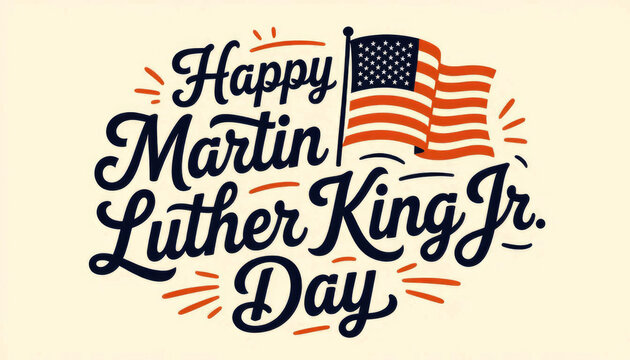Martin luther king jr. Day greeting with american flag