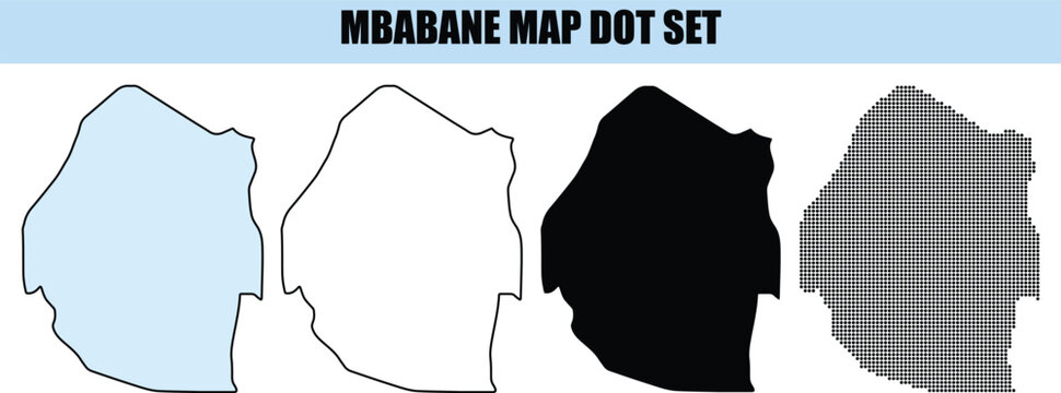 Collection of four distinct vector graphic illustrations representing the Mbabane map outline styles