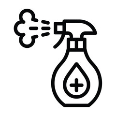 Vector of a spray bottle with a medical cross symbol dispensing mist