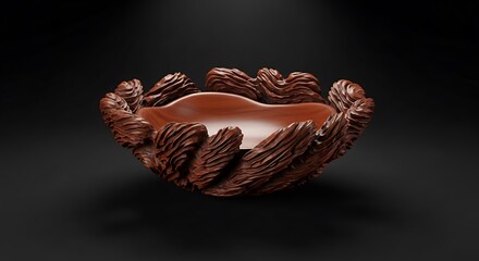 Obraz premium Carved Wooden Bowl with Decorative Edges.