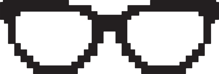 Black and white pixel sunglasses also transparent background digital retro