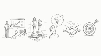 Fototapeta premium Strategic business planning collaboration and achieving goals with innovative ideas
