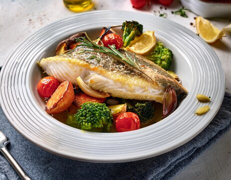 oven baked mediterranean white fish with vegetables and herbs ww friendly