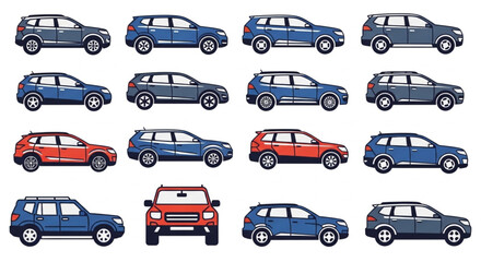 Collection of Various Cars Illustration.