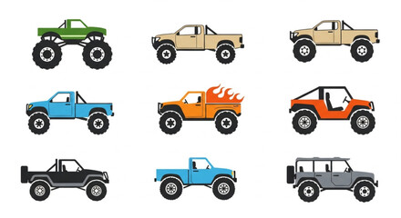 Collection of Various Cartoon Offroad Vehicles. © vina