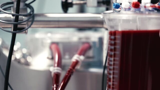 Clinical system providing continuous blood circulation during surgery. Modern medicine concept.
