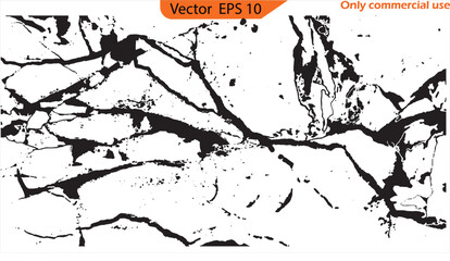 Fototapeta premium Vector illustration of a black and white grunge background. Wall cracks. Flat for instant color change. Fracture surface ground, cleft broken collapse illustration. 