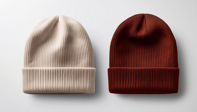 knit beanie hat mockup white background