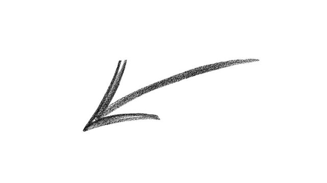 Arrows animation on a transparent background, Hand drawn thin arrow graphic animation. Alpha channel.