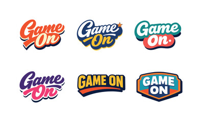 Fototapeta premium Game On Logos. Modern flat holiday banner design highlighting modern lettering logo set for Game On created for high-demand stock