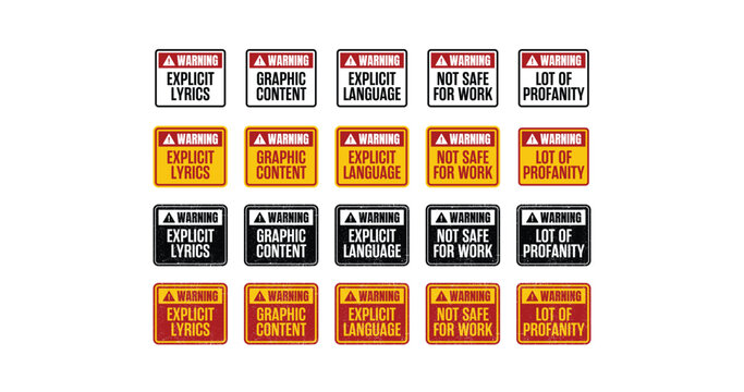 Explicit Content, Not Safe for Work, Explicit Language, Lot of Profanity. Vector illustration