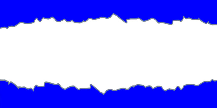 Blue torn paper effect creates a central white horizontal space, perfect for overlaying text or graphics for design projects, isolated on transparent background