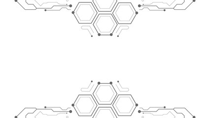 Obraz premium Abstract digital futuristic technology network design with connected hexagonal shapes and data flow elements isolated on transparent background transparent background