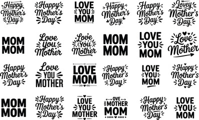 Collection of mother s day phrases and greetings in various typography © LailaArtworks
