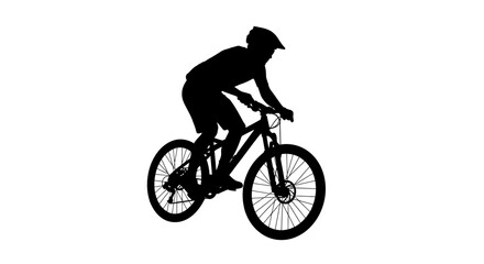 Obraz premium Man Riding Mountain Bike Silhouette Profile.