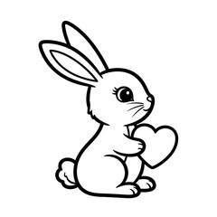 Obraz premium Cute cartoon rabbit holding heart shape isolated on transparent background
