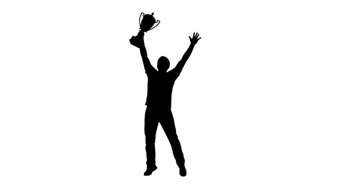 Man Holding Trophy in Air.