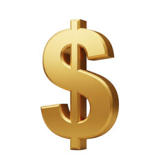 Obraz premium Golden dollar sign symbol on transparent background representing currency and finance