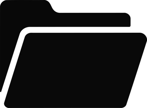 Black and white stack of two open folders icon representing file organization. Vector