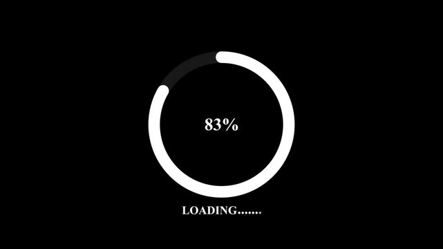 loading glitch circle animation on black background. Circular loading bar with glitch and noise. Display stuck animation