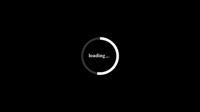 loading glitch circle animation on black background. Circular loading bar with glitch and noise. Display stuck animation