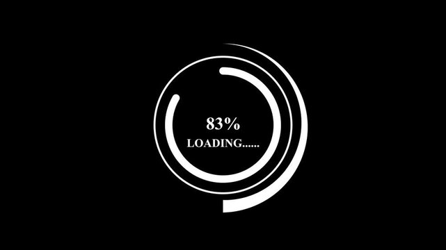loading glitch circle animation on black background. Circular loading bar with glitch and noise. Display stuck animation