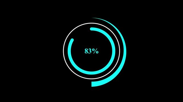 loading glitch circle animation on black background. Circular loading bar with glitch and noise. Display stuck animation