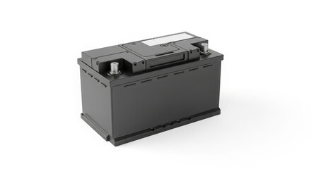 Contemporary Automotive Car Battery in Black, Designed for Vehicle Power and Starting Systems, Isolated on White