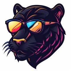 Obraz premium Vibrant illustration of a stylish panther wearing sunglasses