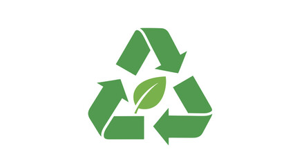 Obraz premium Green Recycling Symbol with Leaf Icon.