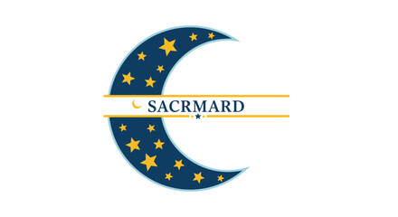 Obraz premium Crescent moon with stars and brand name SACRMARD