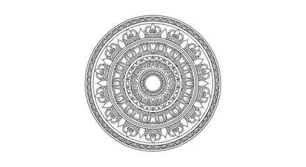 Fototapeta premium Intricate Mandala Pattern - Circular Decorative Design with Floral and Geometric Elements