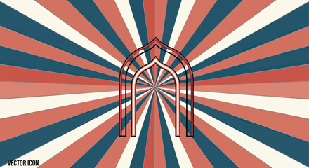 Fototapeta premium Islamic Archway with Sunburst Background