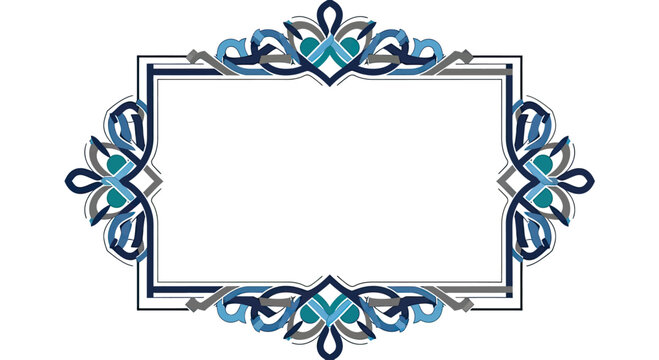 Elegant Islamic Geometric Frame with Blue and Teal Arabesque Motifs